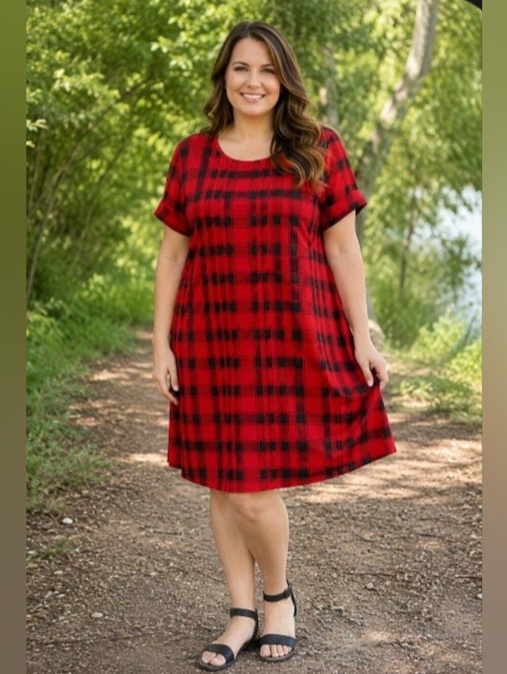 Gilli Whiskey Kiss Boutique Red Black Plaid Short Sleeve Dress NWT Size 1X